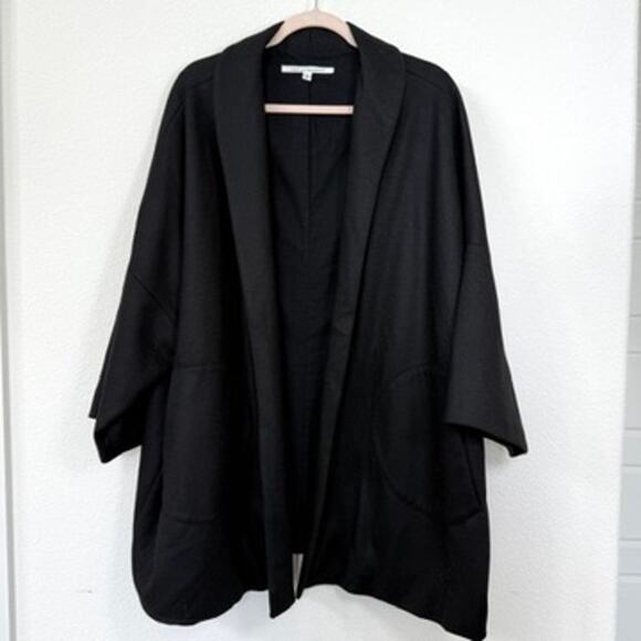 Diane von Furstenberg Wool Coat Black Size 6 Minimalist Luxury Classic Timeless